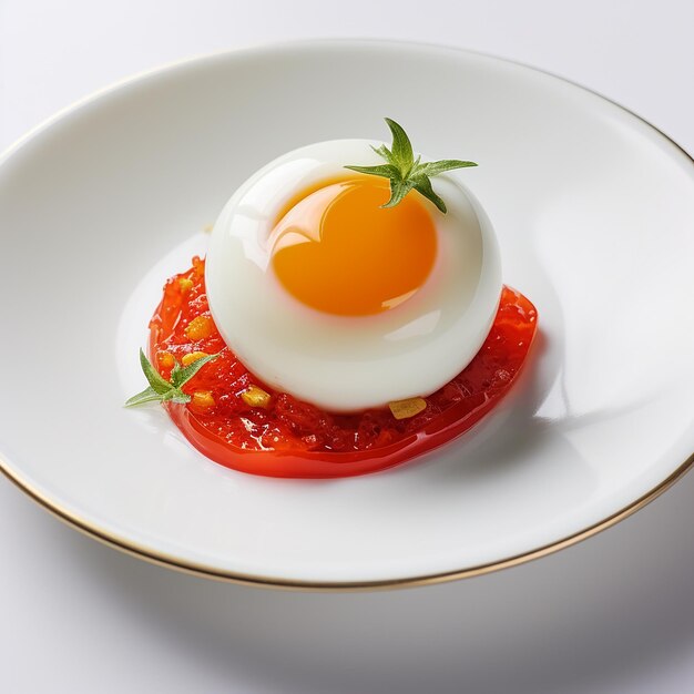 Oxen egg in a pepper ring on a plate