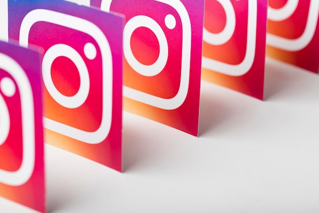 Photo oxford uk august 22 2018 a collection of instagram logos printed on paper