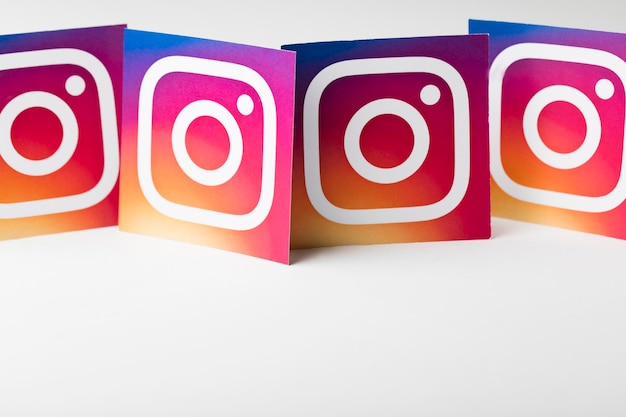 Photo oxford uk august 22 2018 a collection of instagram logos printed on paper