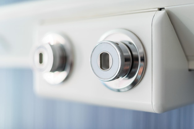 Oxygen-vacuum sockets in the hospital room