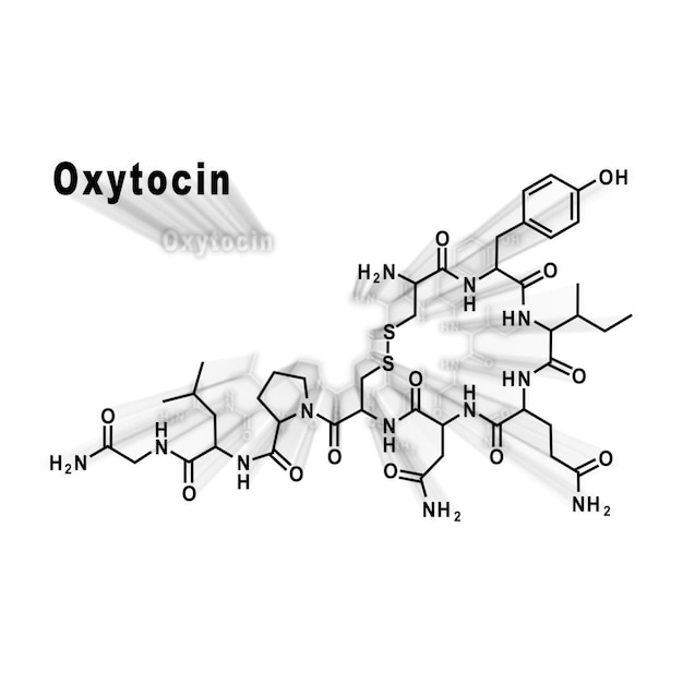 Структурная химическая формула гормона окситоцина на белом фоне