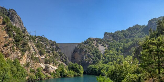 Oymapinar Dam and Manavgat River in the mountains of Antalya region Turkey