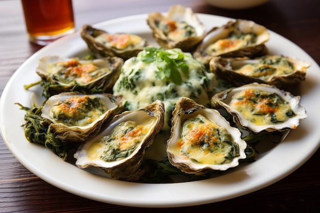 Photo oysters rockefeller baked oysters with rich butter and herb sauce