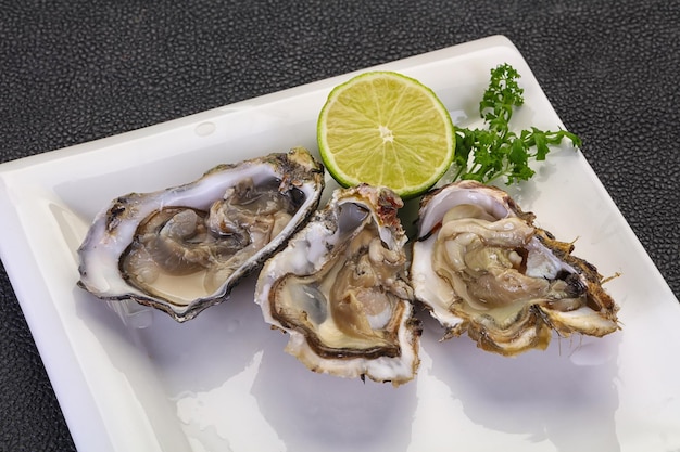 Oysters with lime and parsley