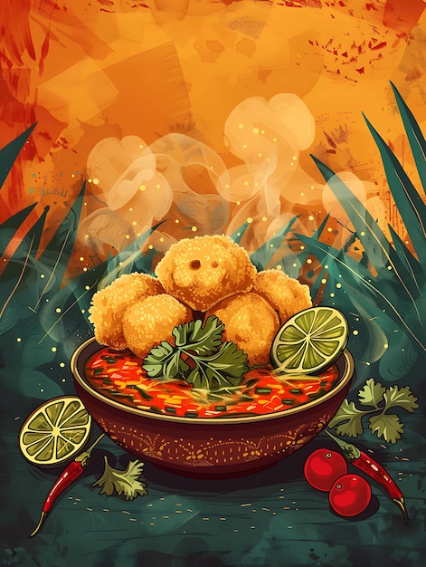 Photo paani puri spicy street food and chutneys decoration bold an illustration food drink indian flavors