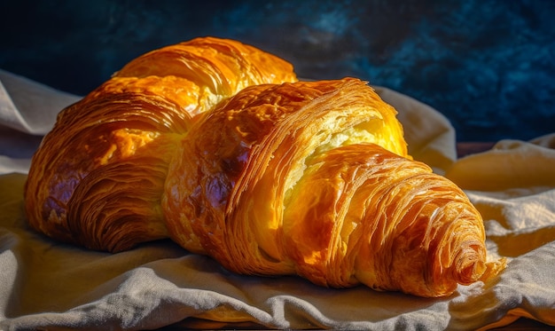 Paar croissants die bovenop witte plaat zitten Generatieve AI