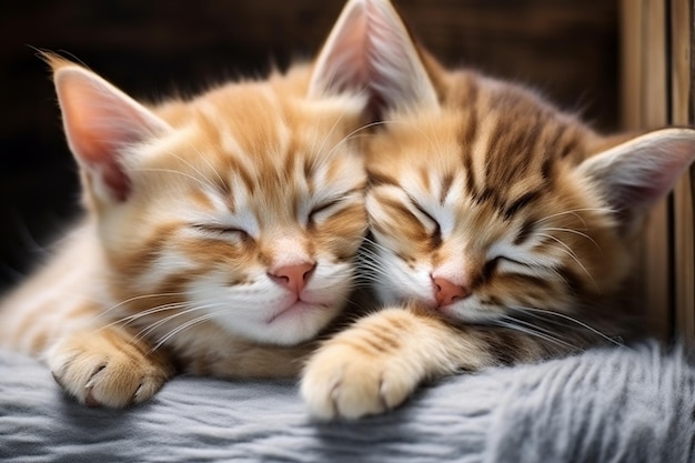 Paar gelukkige kittens slapen ontspannen samen
