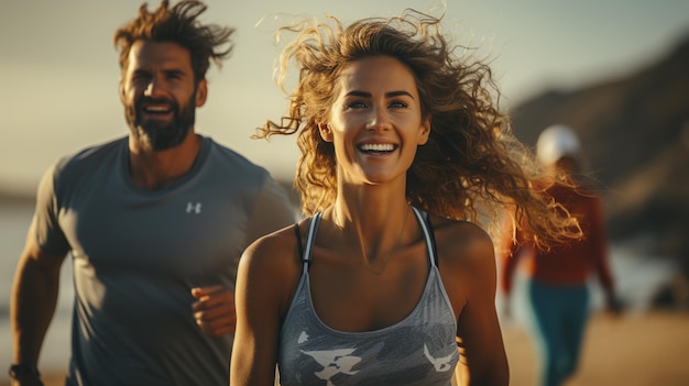 paar joggen op het strand