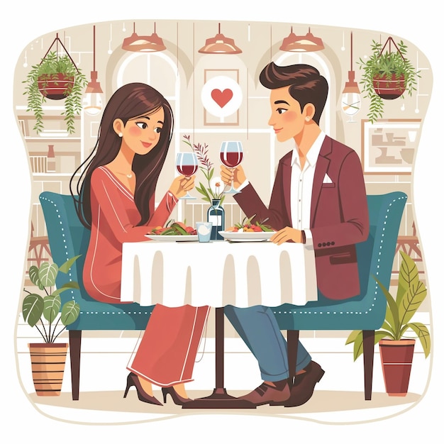 Foto paar op een afspraak ontmoeting van twee hechte liefhebbende mensen in een romantische relatie in een cafégeneratieve ai