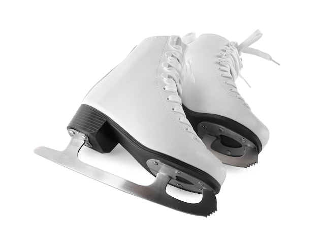Foto paar schaatsen geïsoleerd op wit