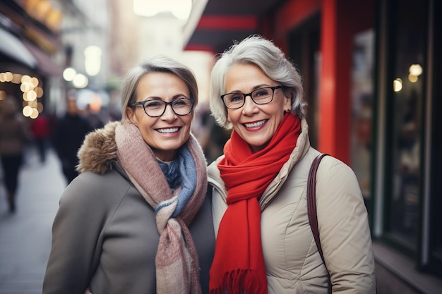 Paar volwassen vrouwen verliefd op Valentijnsdag Lgbt