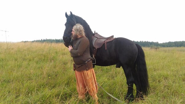 Paard dat in een veld staat