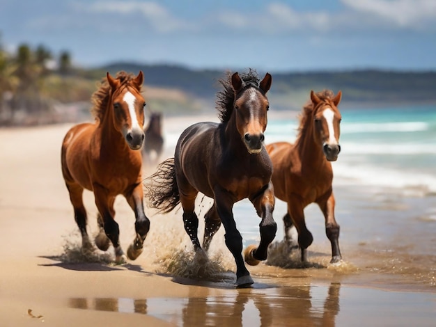 Paard dat op het strand loopt, site gegenereerd met ai