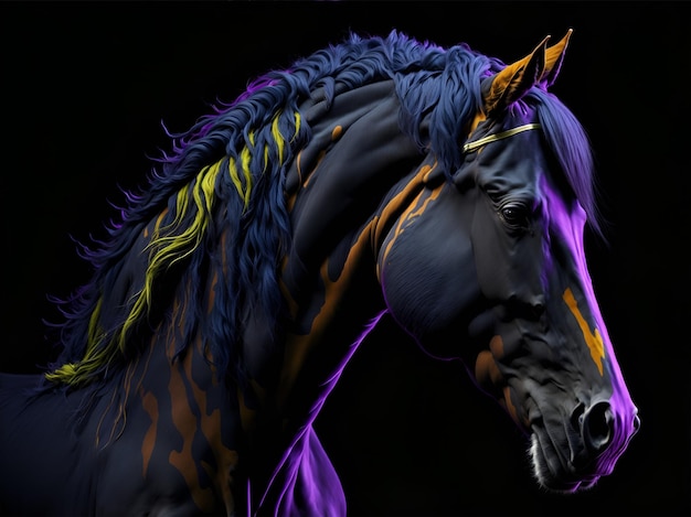 Paard dier abstract behang Contrast achtergrond hengst in levendige kleuren Ai gegenereerd