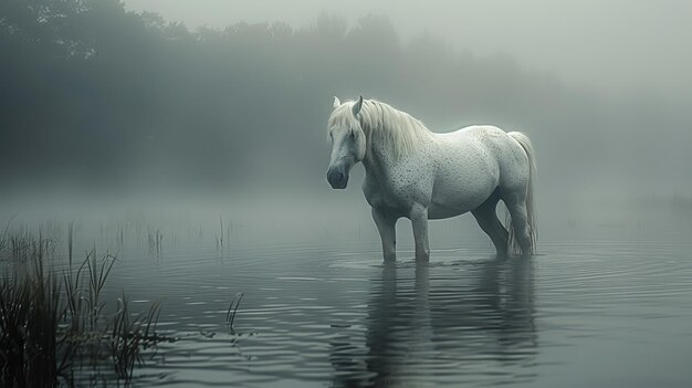 Paard in de mist.