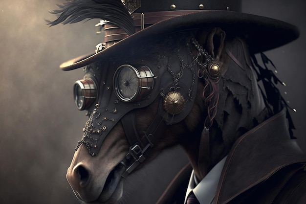 Paard in steampunkstijl Generatieve AI