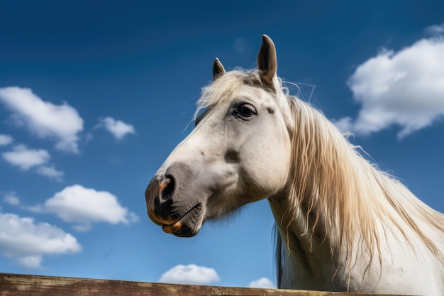 Paard met een blauwe lucht