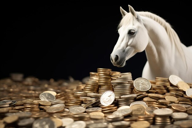 Paard met verschillende gouden munten