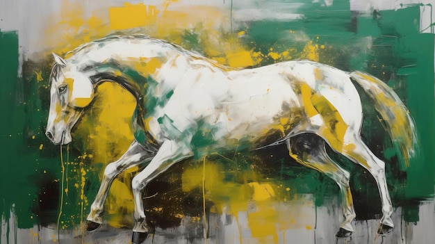 Paard op een witte achtergrond tekening aquarel schilderij Abstracte dierkunst Grafische illustratie