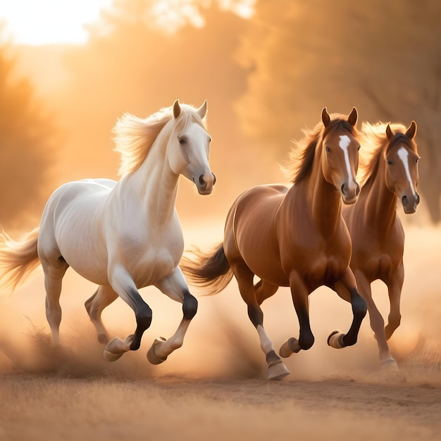 Paarden die rennen, natuurlijk verbluffend.