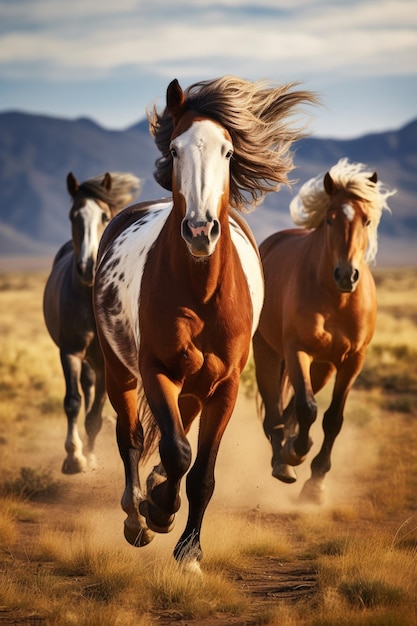 paarden galopperen in de steppe Generatieve AI