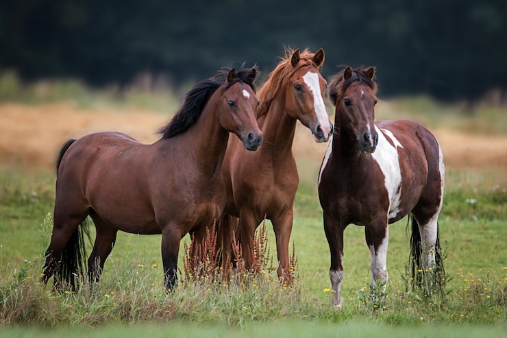 Foto paarden in een veld.