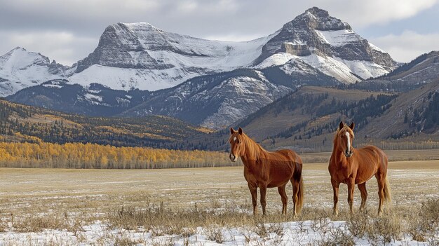 Paarden metgezellen midden in de Rocky Mountains