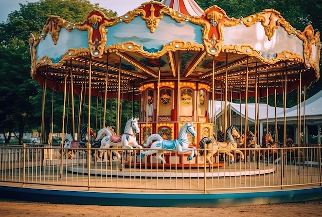 Paarden op een carnaval Merry Go Round