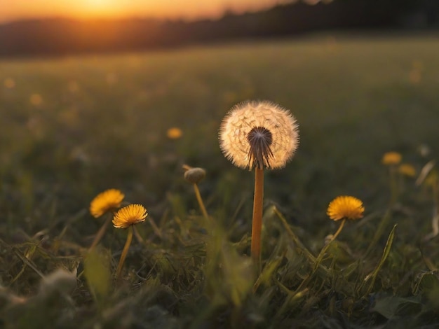 paardenbloem bij zonsondergang