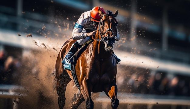 paardenrennen redactionele dynamische fotografie op het circuit