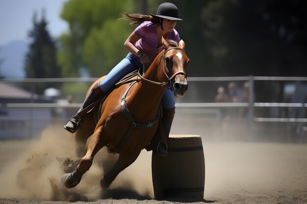 Paardenrennen voor vrouwen Neuraal netwerk gegenereerd in mei 2023 Niet gebaseerd op een werkelijke persoonsscène of patroon