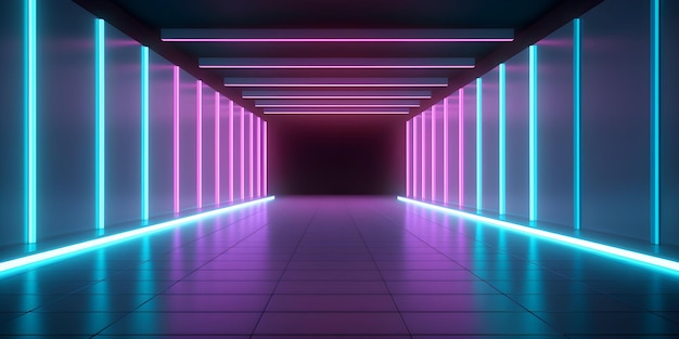 Paars en blauw licht in een kamer