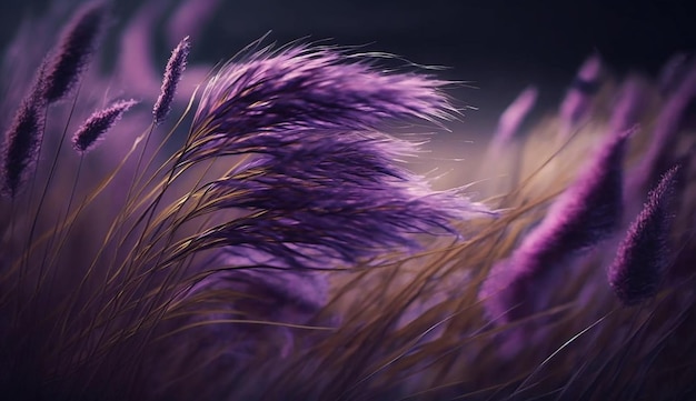 paars gras en bloemen achtergrond