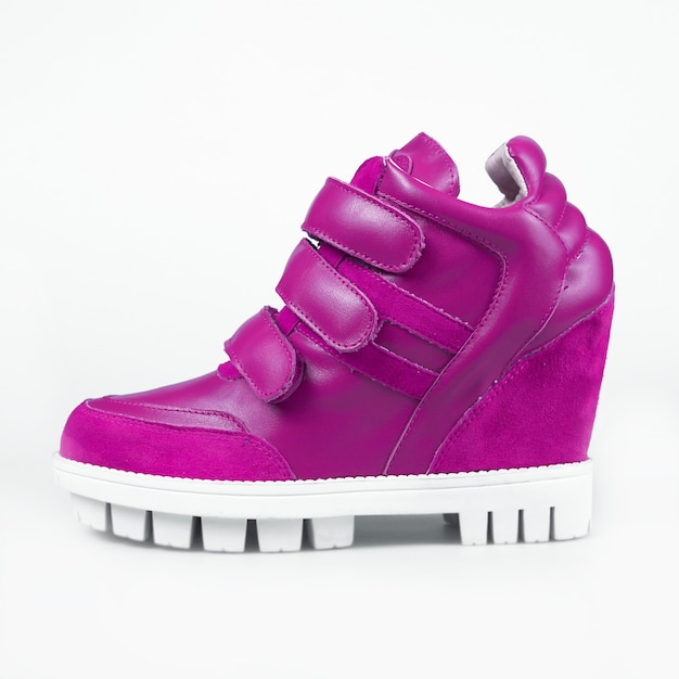 Paars leren platform sneaker