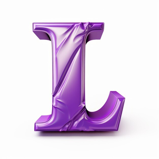 Foto paarse 3d cartoon letter l met expressieve gouden textuur