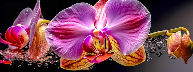 paarse bloeiende orchidee bloem op zwarte achtergrond