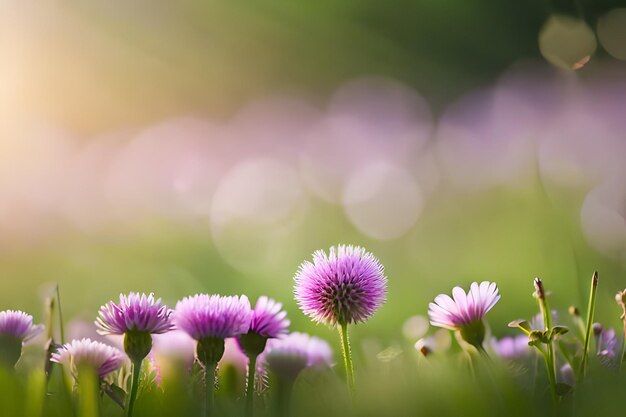 paarse bloemen in het gras met onscherpe achtergrond