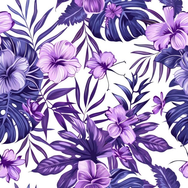 paarse bloemen met blauwe bladeren en paarse bladeren op een witte achtergrond