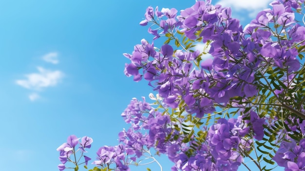 Paarse bloemen op een boom in de zon