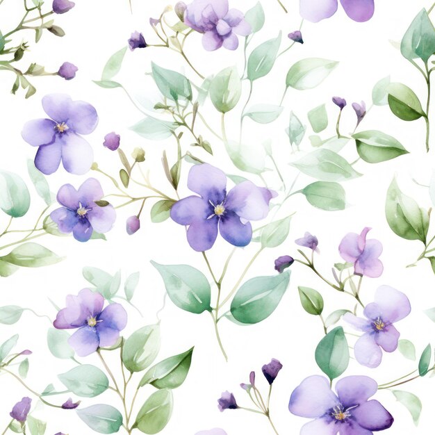 paarse bloemen waterverf naadloos patroon