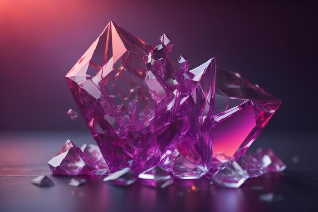 Foto paarse diamant op een donkere achtergrond het concept van dure sieraden ai gegenereerd