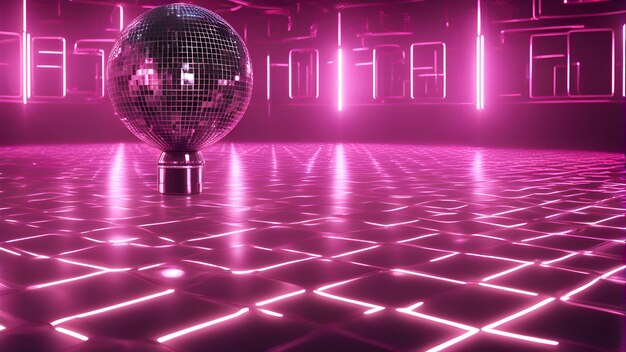 Paarse disco bal op een roze achtergrond 3D-rendering