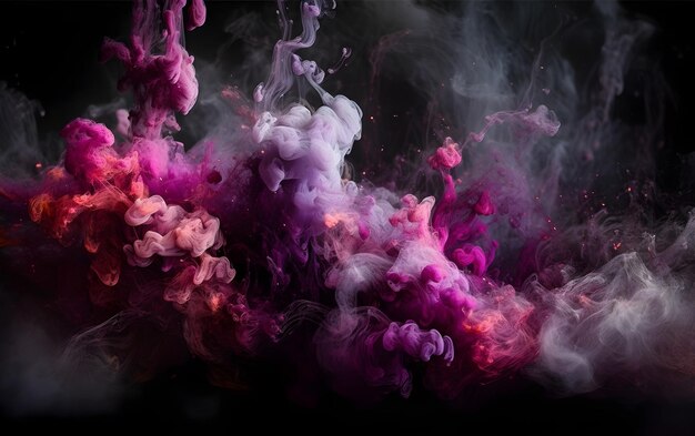 Paarse en roze glinsterende rook Generatieve AI
