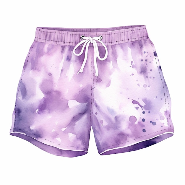 Paarse en witte aquarelshort met witte trekkoorden generatieve ai