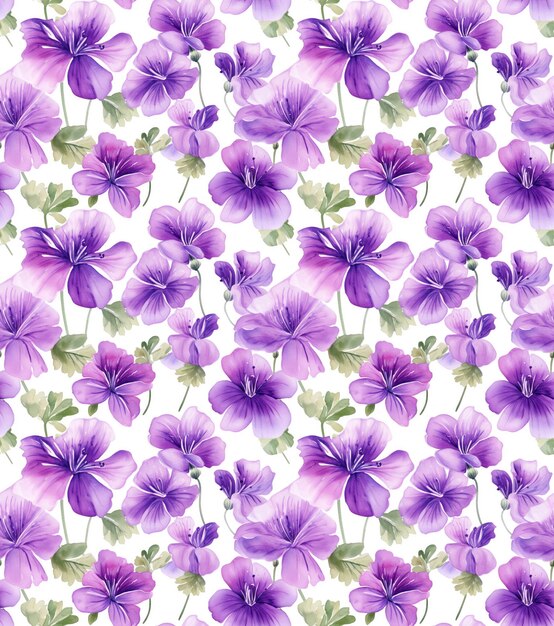 Foto paarse geranium aquarel naadloze patroon