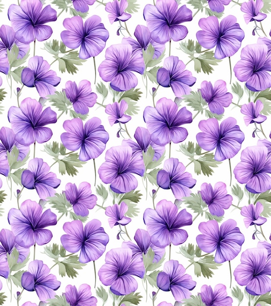 Paarse geranium aquarel naadloze patroon