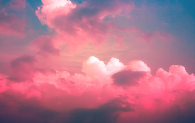 Paarse hemel zonnig na regenboog en roze achtergrond