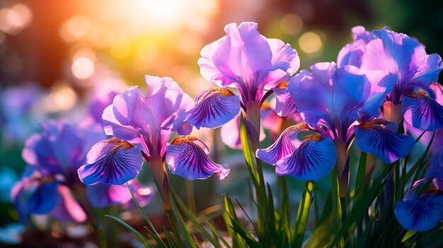 paarse iris bloeit in de tuin Generatieve AI