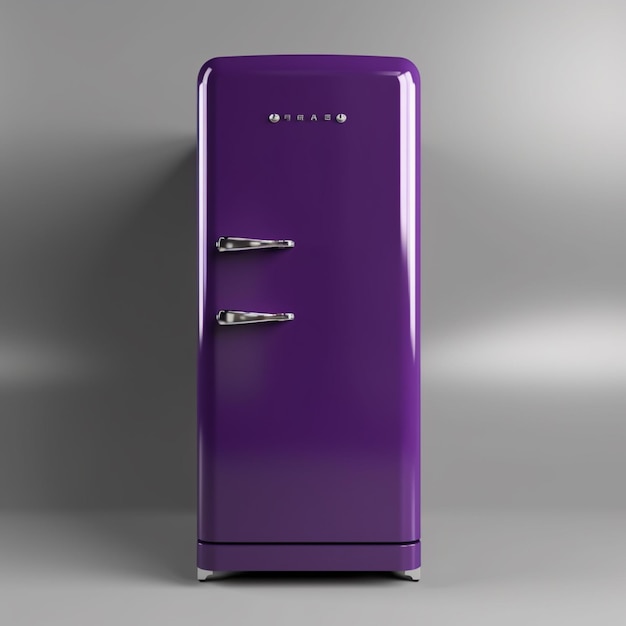 paarse koelkast met twee deuren en een handgreep op de deur generatieve ai