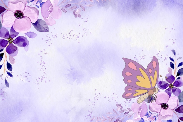 Paarse mooie bloem en vlinder Linktree achtergrond 1